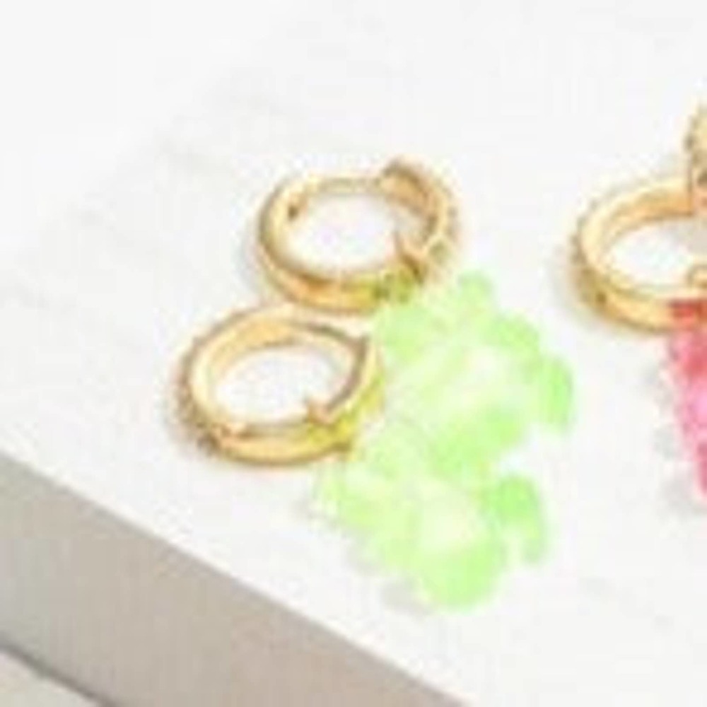 Light Green Candy Bear Charm Crystal Huggie Hoop Earrings - Picture 2 of 3
